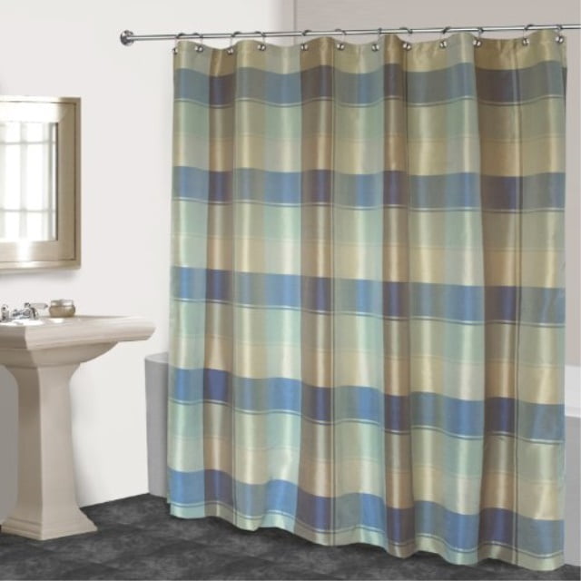 united curtain plaid shower curtain, 70 by 72-inch, blue/green