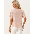 thumbnail image 3 of Blusa de Manga Corta con Lentejuelas para Mujer Camiseta de fiestas con Cuello Redondo Clubwear Top rosa champán M, 3 of 6