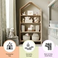 thumbnail image 4 of Buzz & Bloom Kids Open-Style Wooden Bookshelf with 4 Shelves and Covered Triangular Top, Natural, 4 of 10