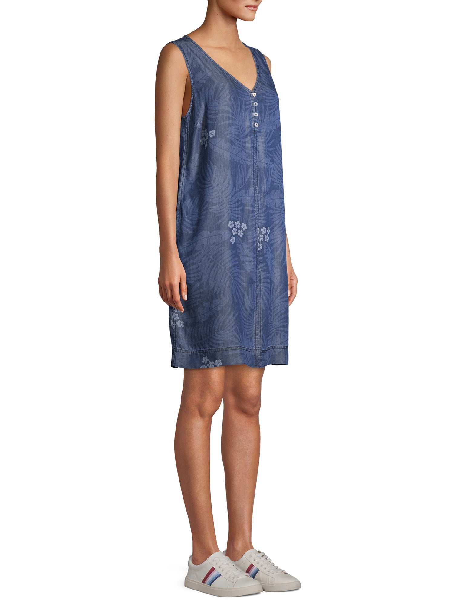EV1 from Ellen DeGeneres Sleeveless A-Line Palm Print Dress 