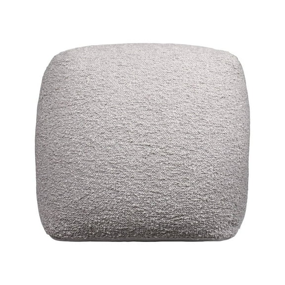 LR Home Boucle Performance Indoor Pouf in Gray,  18" x 18" x 18"