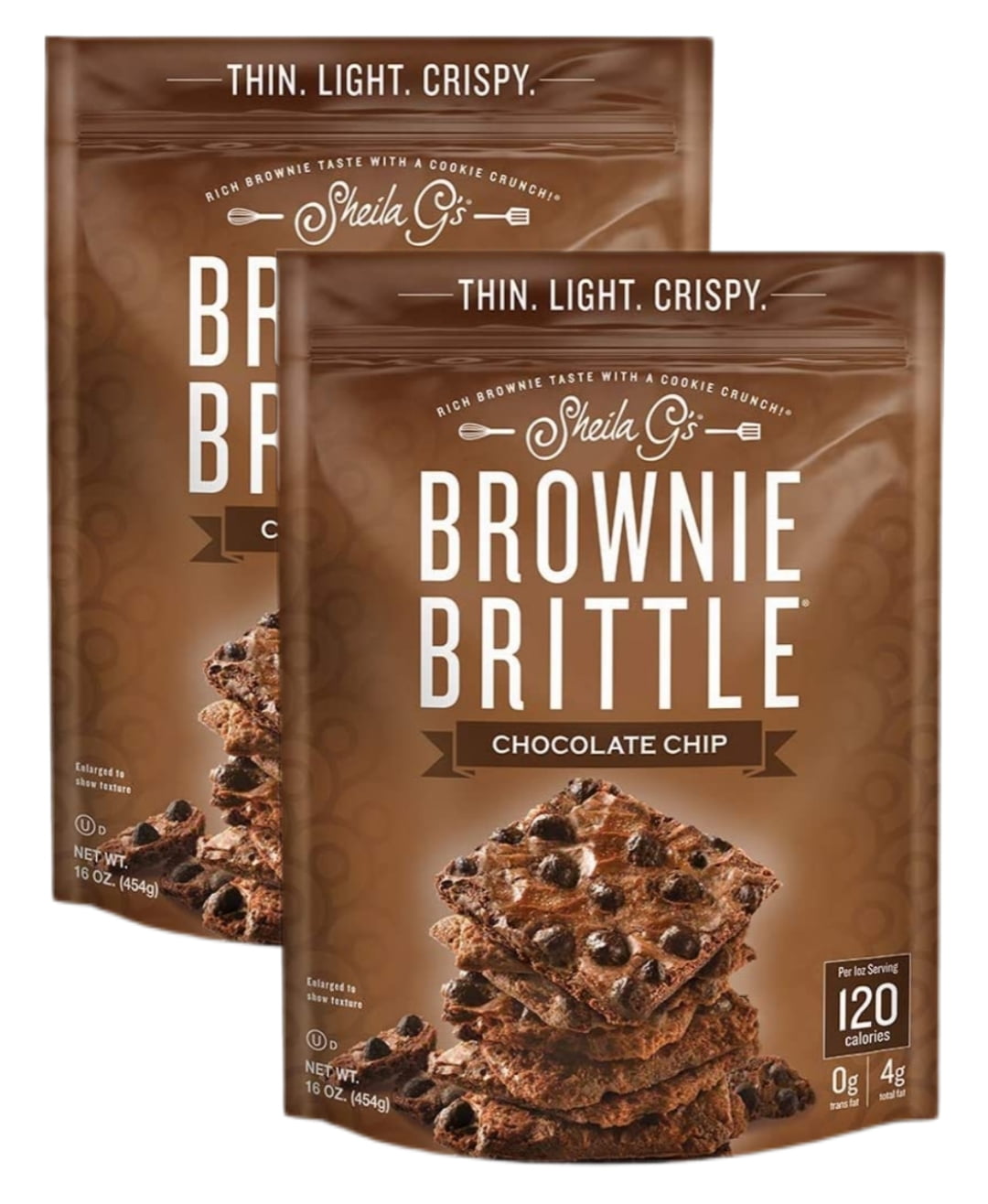 Sheila G's Brownie Brittle Chocolate Chip 16 Oz Resealable Bags 2 Pack