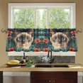 thumbnail image 4 of Yayeee Kitchen Curtains Tier Set of 2 Light Filtering 57"x24" Over Sink Window Panels, Flowers and Cat, 4 of 7