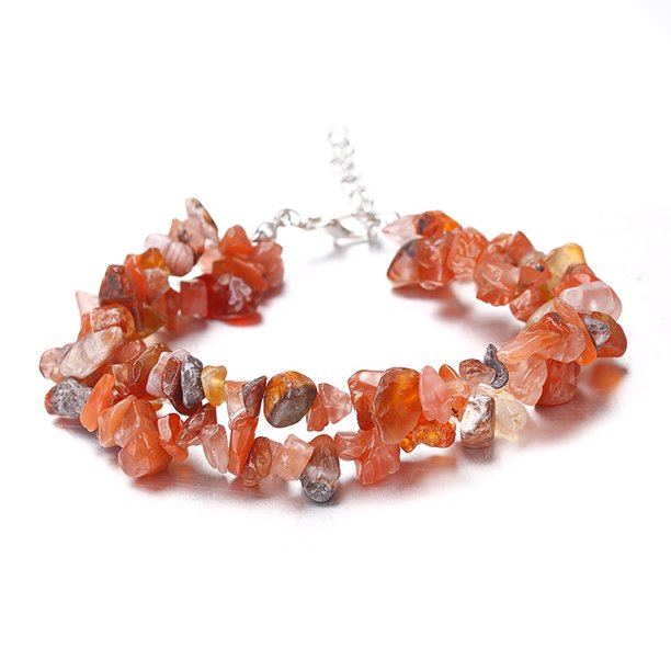 Xiao Hua Pulsera de cuentas hecha a mano, ideal para hombres y mujeres, con cristales de piedra natural de doble capa (rojo claro).