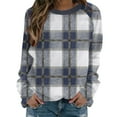 thumbnail image 3 of Jsaierl Women's Oversized Plaid Crewneck Sweatshirts with Checked Pattern Long Sleeve Soft Comfortable Casual Fall Tops S-2XL, 3 of 8