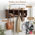 thumbnail image 6 of Costway Hanging Entryway Shelf Coat Hook Rack Wall Mounted Storage Cabinets W/5 Dual Hooks Brown, 6 of 10