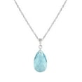 thumbnail image 2 of Your Choice of Color Small Austrian Crystal Teardrop Sterling Silver Rope Chain Necklace - Aquamarine Blue, 2 of 3
