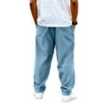 thumbnail image 5 of Men's Vintage Corduroy Drawstring Pants with Embroidered Label - Loose Fit Straight Leg Casual Pants for Daily, Streetwear, and Light Outdoor ActivitiesBlue3XL, 5 of 7