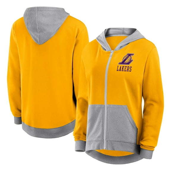 Women's Logo Athletic Gold Los Angeles Lakers Hit It French Terry Full-Zip Hoodie