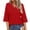 Red, variant on ClodeEU Women's Lace Trim V Neck Bell Sleeve 3/4 Sleeve Blouse,Solid Color Casual Loose Top Black,Women's Plus L