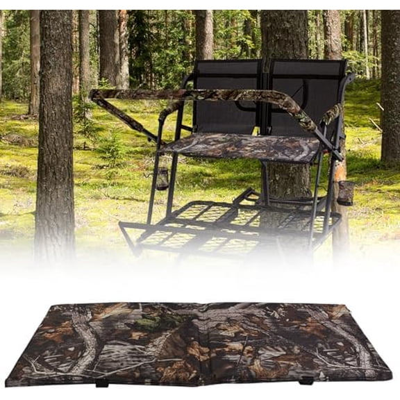 Foldable Two Man Tree Stand Seat Cushion, 33.5''×13'' Camo Ladder Tree Stand Seat Replacement Pad Waterproof Deer Hunting Seat Cushion for Camping Fishing Hiking Outdoor Activities$$Other