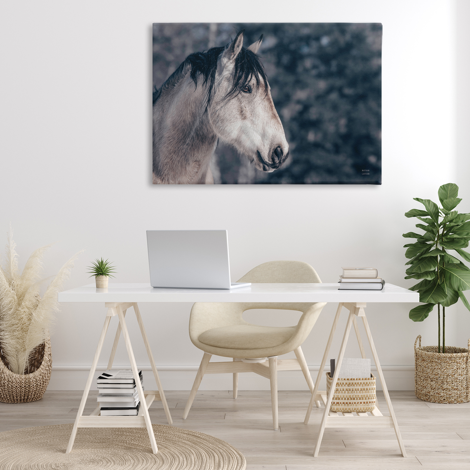 Stupell Industries Intense Gaze Stallion Animals & Insects Photography Gallery Wrapped Canvas Art Print Wall Art, 45 x 30