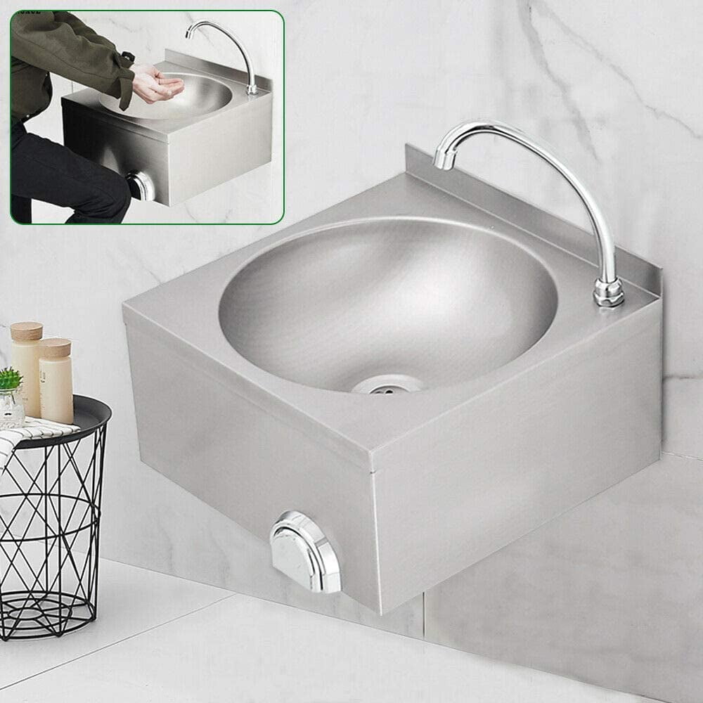 Wall Mounted Hand Sink with Knee Switch Stainless Steel knee faucet commercial 