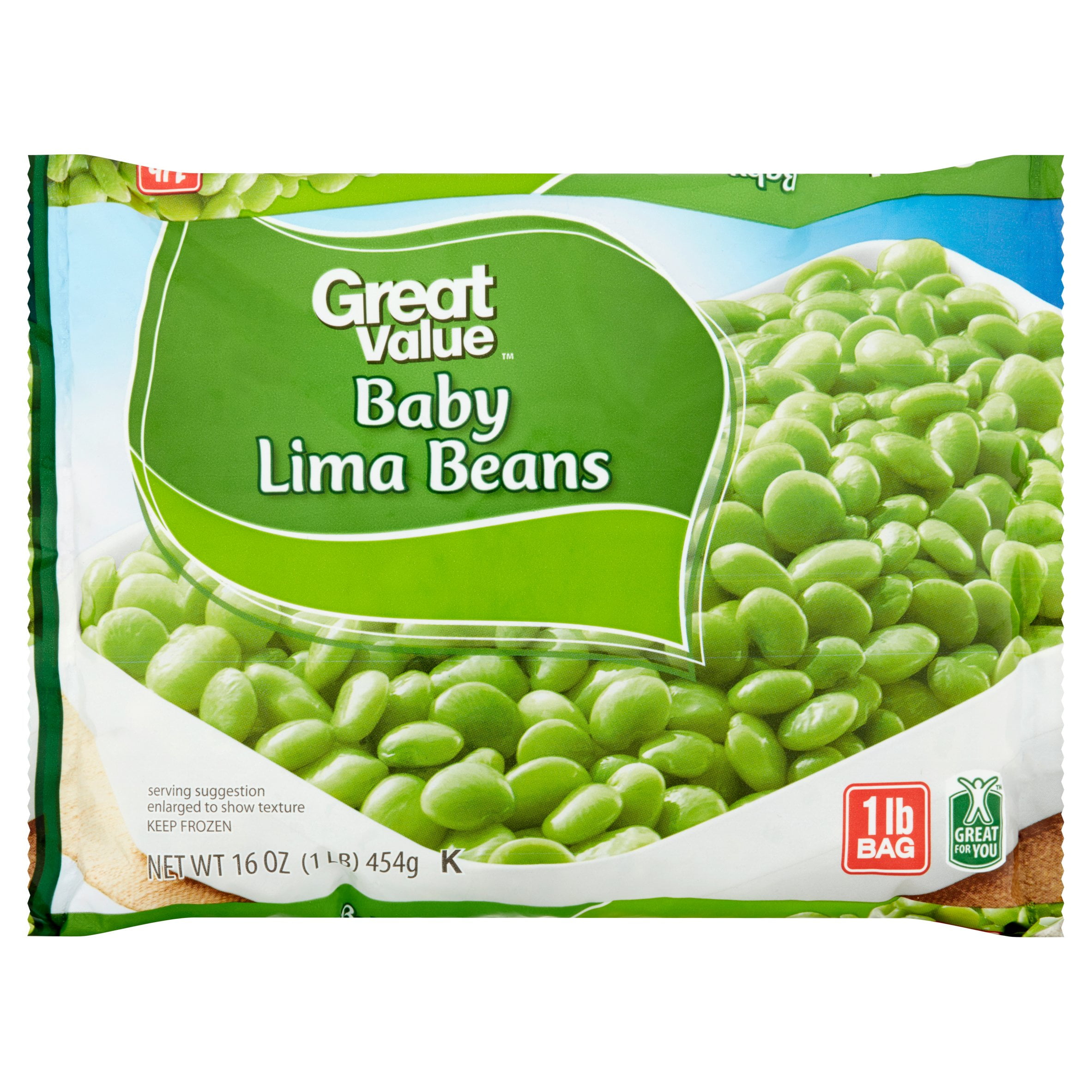 Great Value Frozen Baby Lima Beans, Frozen Vegetables 16 oz Bag
