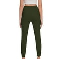 thumbnail image 4 of HAOTAGS Women Solid Color Yoga Pants, Elastic Waisted with Side Pockets Straight Leg Sweatpants Army Green, 4 of 4