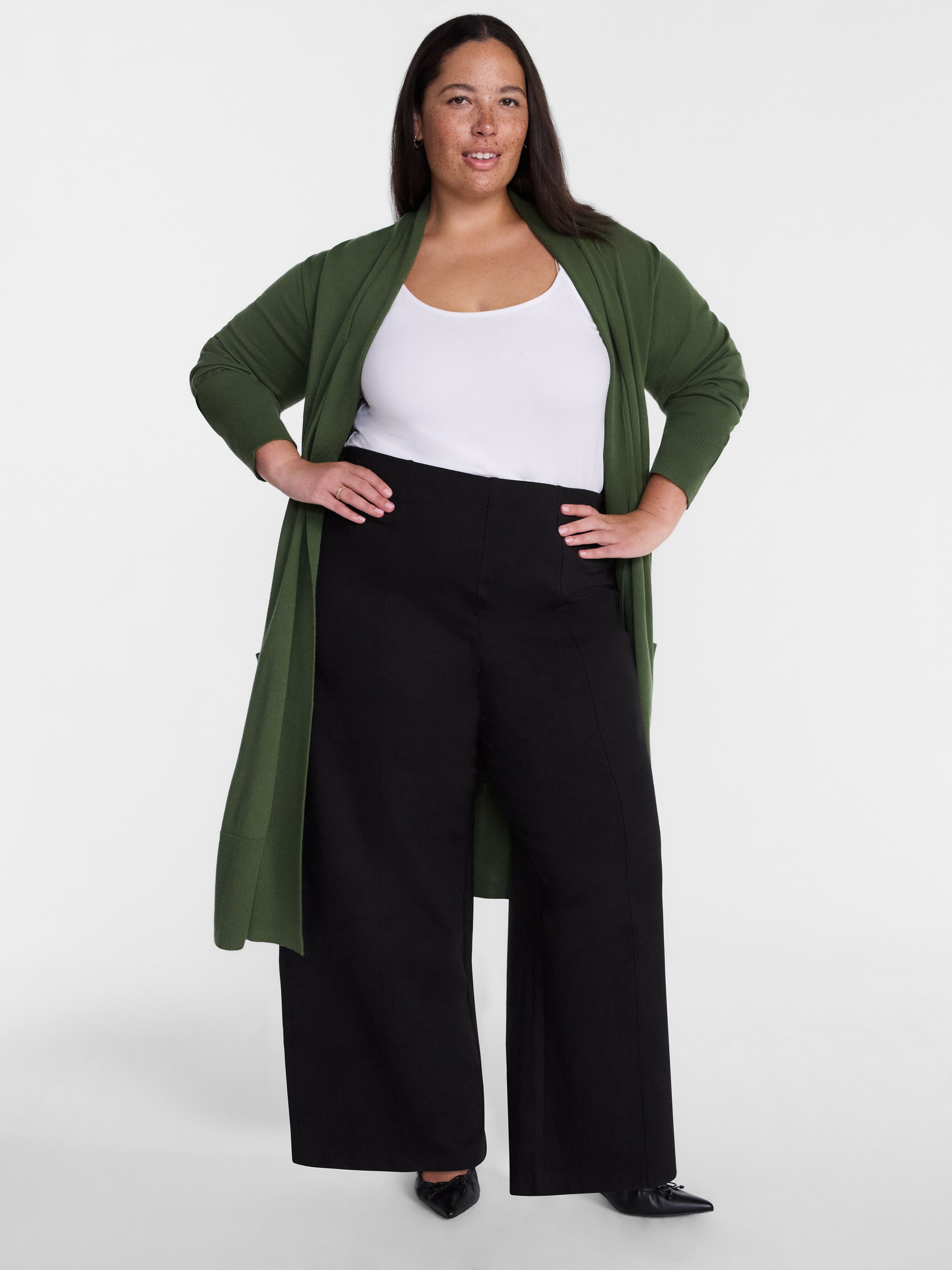 Terra & Sky Women's Plus Wide Leg Ankle Length Ponte Knit Pants, Sizes 0X - 5X
