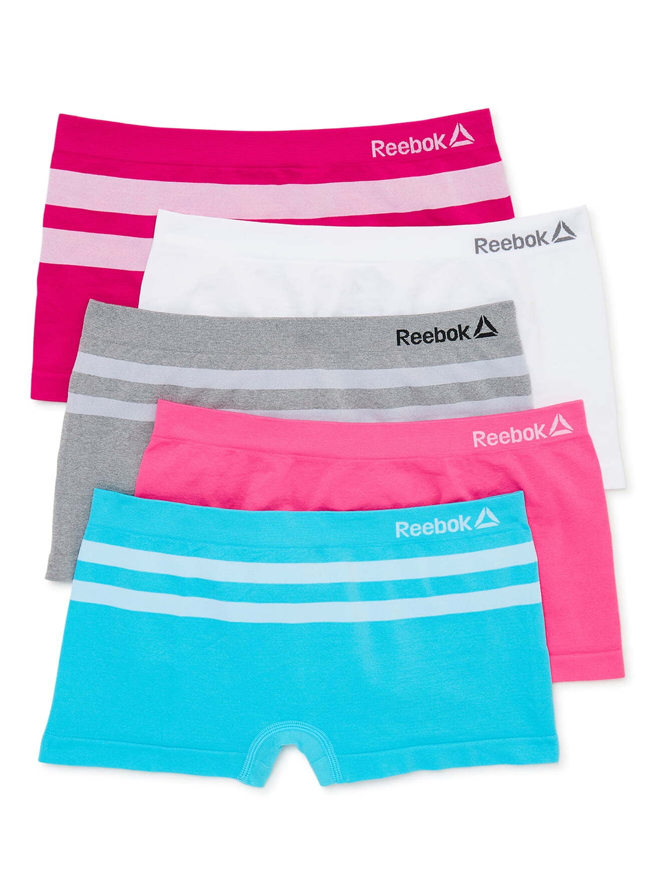 Reebok Girls Seamless Boyshorts Panties, Large, 5Pack