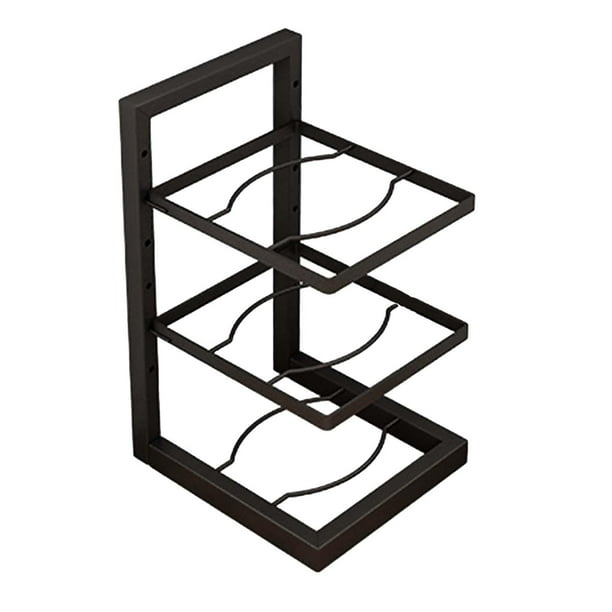 Organizador de ollas, soporte para tapas de ollas, estante de cocina reutilizable, estante de almacenamiento de ollas tres capas