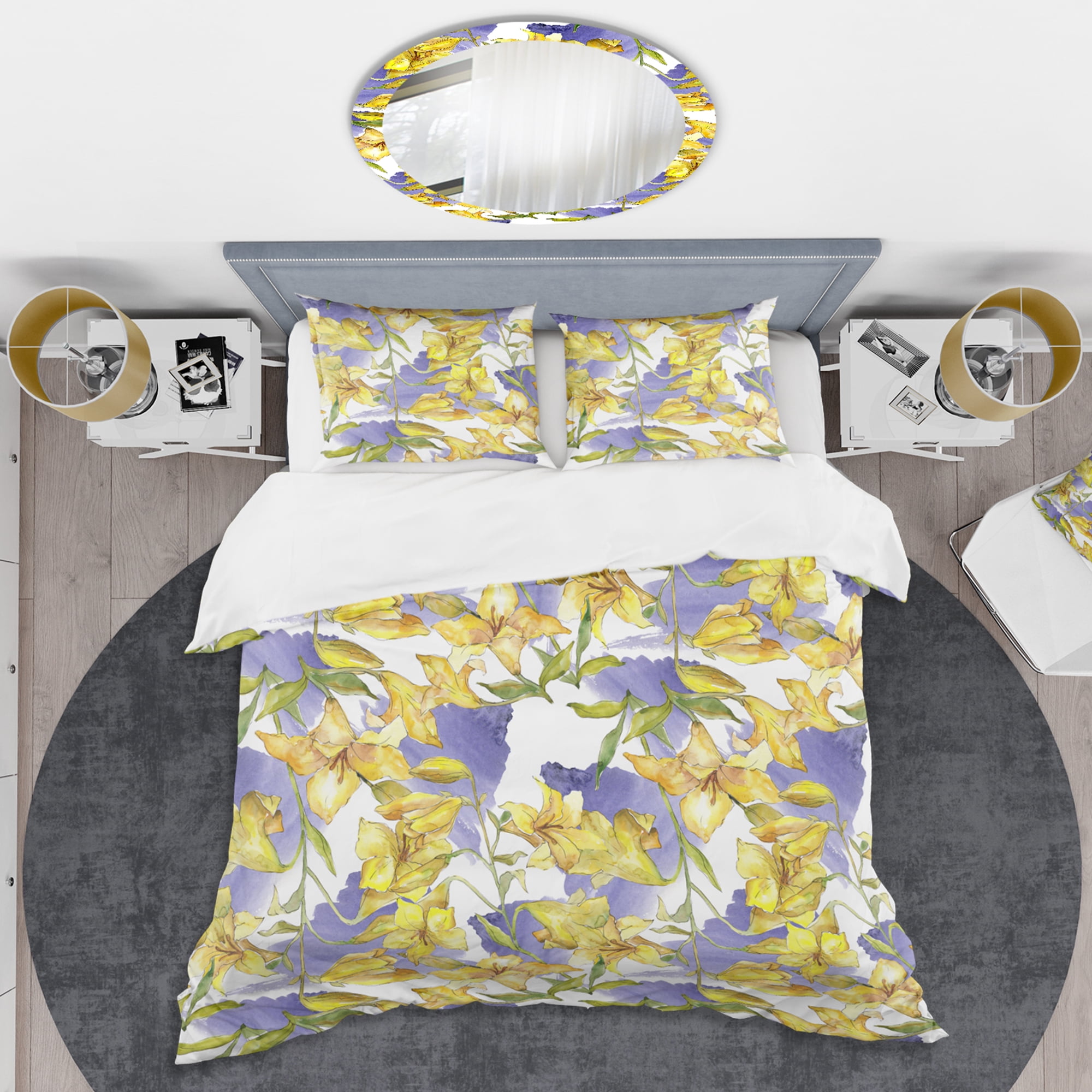 Designart 'Retro Handdrawn Poppies V' Mid-Century Modern Duvet Cover Set