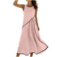 thumbnail image 4 of Uscallm Women's Sleeveless Round Neck Maxi Dress High Low Hem Flowy Casual Boho Beach Vacation Long Dresses, Pink M, 4 of 9