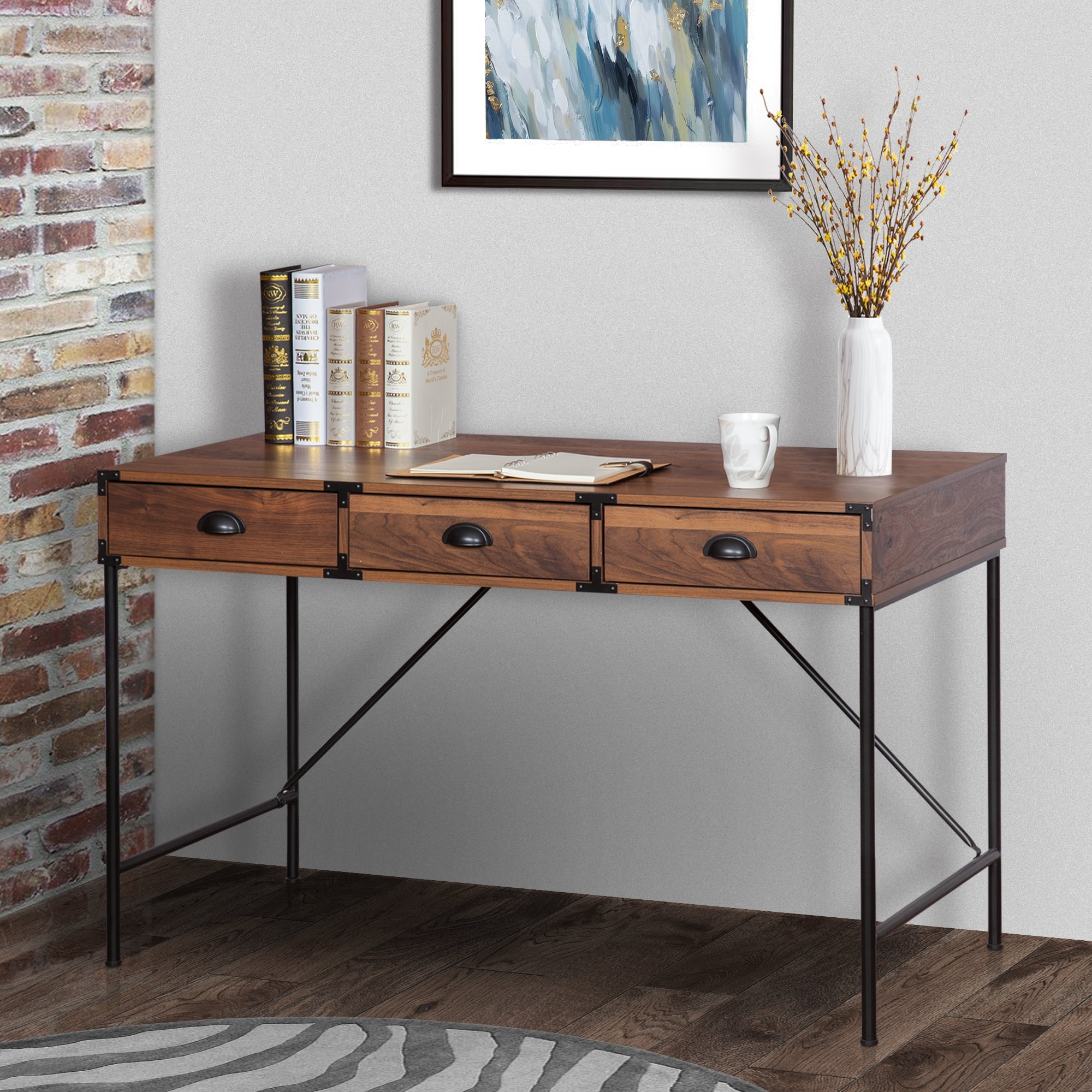 Brunei 47 in. Wide 3 Drawer Writing Desk