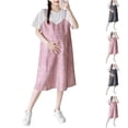 thumbnail image 1 of Xuniizn Robes de Maternité pour Femmes Col Rond Fausse Robe 2 Pcs Décontractée Ample Couleur Unie Manches Courtes Robe de Baby Shower, M-2TG, 1 of 6