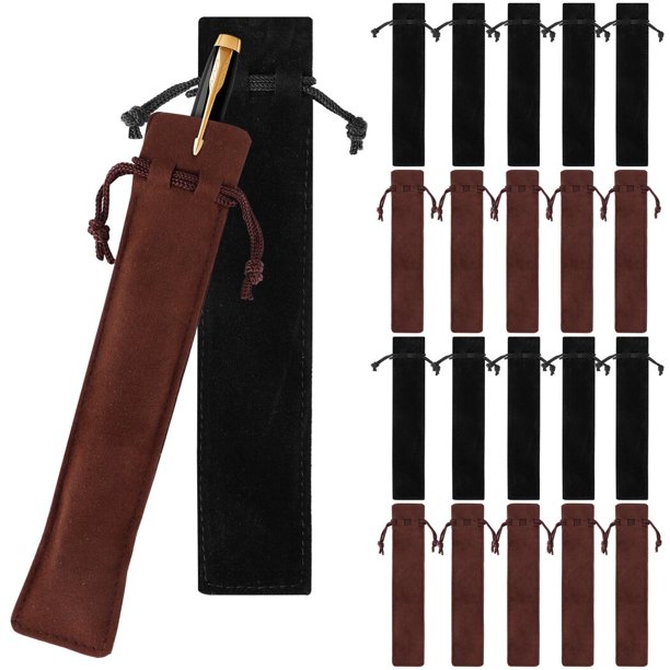 100 bolsas de terciopelo para bolígrafos, soportes para bolígrafos con cordón, bolsas individuales para lápices de 1,4 × 6,9 pulgadas, estuches multiusos para bolígrafos, fundas protectoras para lápic