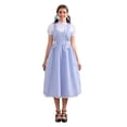 thumbnail image 1 of Gupgi Robe d'Halloween pour Femmes Patchwork Manches Courtes Robe à Carreaux Bleue Tenue de Fête Cosplay, 1 of 9