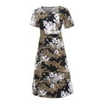thumbnail image 5 of Gibobby Vestidos para Mujer Vestido de manga larga Moda A-Line Vestido de mujer O-cuello Delgado Casual Corto Impreso Vestido de mujer(Gris,XL), 5 of 5