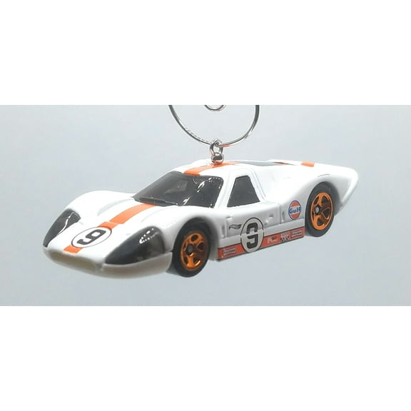 Christmas Ornament for 1967 Ford GT40 Mk.IV White/Orange Stripe