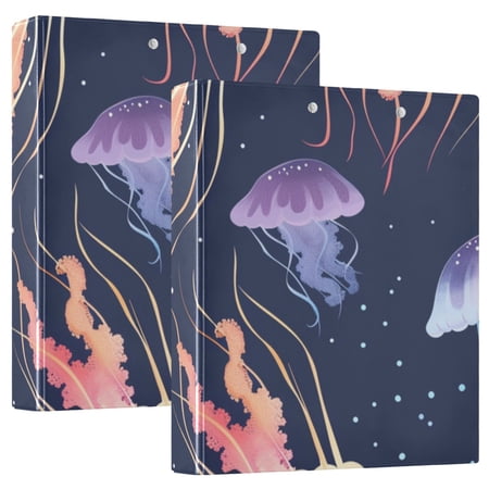 Jellyfish 3 Ring Binders 1.5 inch Hardcover File Folders with Interior Pockets A4 Size Organizer for School Office Hospital Set of 2