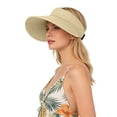 thumbnail image 2 of Helii Women Crownless Straw Sun Hat Wide Brim Ponytail Visor, Adjustable Drawstring Packable Foldable Breathable Woven Beach Hat UV Protection for Travel Outdoor Beige,One Size, 2 of 9