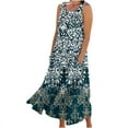 thumbnail image 2 of FcBaudy Robe Sans Manches à Col Rond, Robes d'Été pour Femmes, Robes pour Femmes Robe Longue Imprimée Sans Manches et en Lin à Col Rond avec Poche Robe pour Femmes, 2 of 5