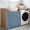 thumbnail image 2 of Vintage Hazy Blue Cabinet Dishwasher Hidden Curtains, Privacy Closet Door Curtain, Modern Farmhouse Textured Rustic Adhesive Dust Proof Under Sink Skirt for Bathroom Kitchen 35"x35", 2 of 8