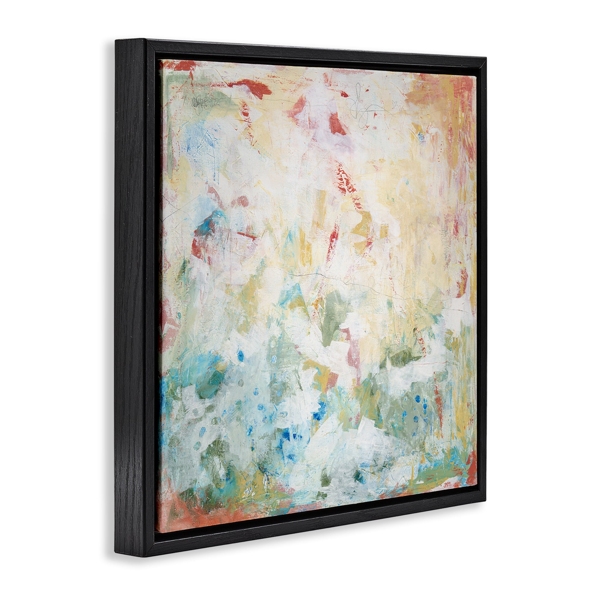 Stupell Industries Muted Restless Abstract Abstract Painting Black Floater Framed Canvas Art Print Wall Art, 25 x 25