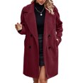 thumbnail image 2 of Women Winter Overcoat, Double Breasted Winter Coat Side Pockets Long Sleeves Pure Color  For Daily Life, 2 of 6