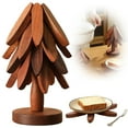 thumbnail image 3 of Foldable Wooden Trivet Set - 4 Trivets + 1 Stand for Hot Dishes, Christmas Tree Trivet Set for Pot, Bowl, Teapot, Hot Pot Holders, 3.94"x8.66", 3 of 9