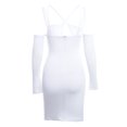 thumbnail image 3 of SAYOO Vestido ajustado de manga larga para mujer, correa de espagueti ahuecada Color sólido Cremallera trasera Fiesta de noche Club Boda de una sola pieza SAYOO S M L, 3 of 10
