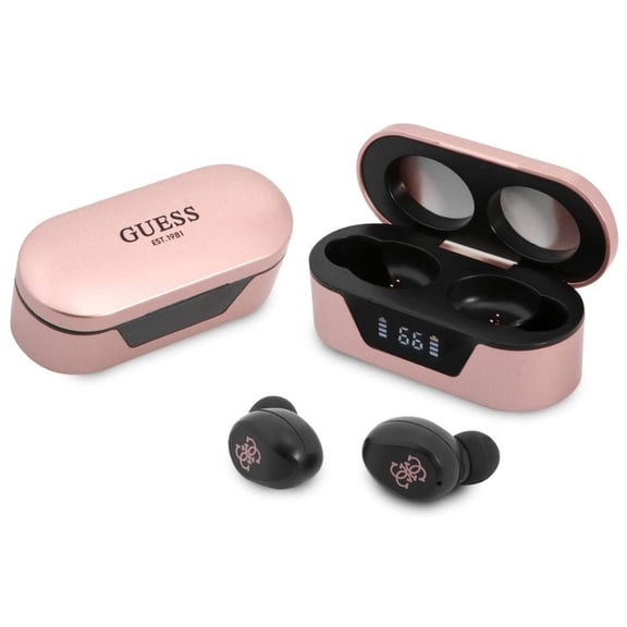 Guess TWS True Wireless Bluetooth Earbuds with LED Display - Pink