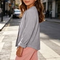 thumbnail image 7 of akafmk Cardigan for Girls Lightweight Ribbed Knit Cardigans Crew Neck Button Front Solid Color Casual Fall Outfits, Size 3-4 Years, 7 of 7