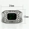 thumbnail image 2 of High polished (no plating) Stainless Steel Ring with Synthetic Synthetic Glass in Emerald for Women Emerald Stone Color Style TK590 Size 10, 2 of 3