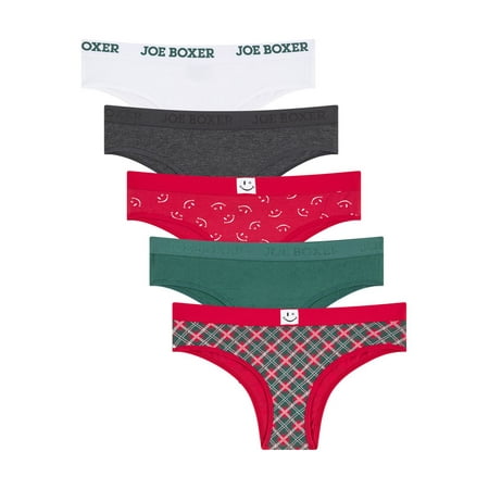 Joe Boxer Women s Cotton Holiday Giftable Tanga Panty Set with  5-Pack  Sizes XS to 3X