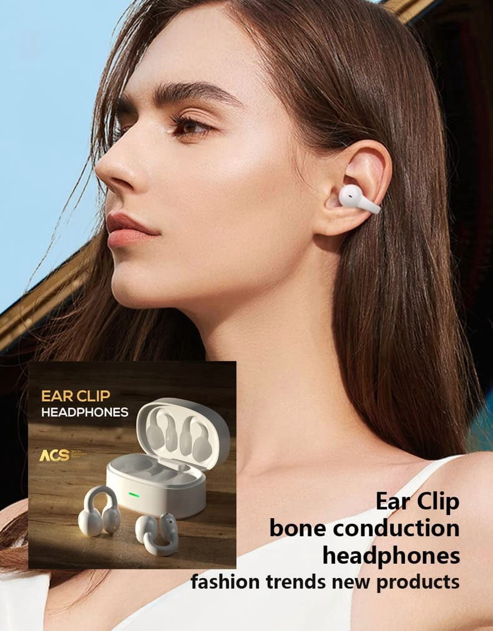 Wireless Ear-Clip TWS Earphones Compatible With Samsung Galaxy A12/A32/A42/A52 5G - Bluetooth Earbuds True Stereo Charging Case Hands-free Mic