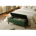 thumbnail image 3 of Modern Storage Benches with Walnut Wood Legs, 47'' Ottoman Bench with 20 Gallons Storage Space for Bedroom End of Bed, Fabric Upholstered Entryway Bench with Seating for Livingroom, Green, 3 of 7
