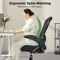 thumbnail image 4 of ATHOPE Ergonomic Office Chair, Mesh Desk Chair with Lumbar Support, Tall Office Chair with Flip-Up Armrests and Footrest Ring, Adjustable Computer Chair for Standing Desk Home Office, Black, 4 of 10