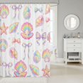 thumbnail image 2 of Manfei Colorful Gradient Bow Shower Curtain 72Wx72L,Rainbow Conch Stars Bathroom Curtain, 2 of 5