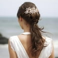 thumbnail image 3 of Handmade Wedding Hair Comb Clip Rhinestone Bridal Hair Comb Piece, Hair Accessories for Brides Women (Gold), 3 of 4