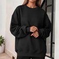 thumbnail image 6 of Garbnen Crew Neck Sweatshirt Women Fleece Women Long Sleeve Shirt Casual Fall Winter Warm Oversized Trendy Womens Pullover Black XXL, 6 of 7