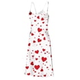 thumbnail image 6 of Gytharion Satin Nightgowns for Women Fashion Heart Print V-Neck Spaghetti Strap Maxi Sleepdress Soft Comfy Sleeveless Cami Nightdress Summer Casual Side Split Holiday Pajama Dress, 6 of 7