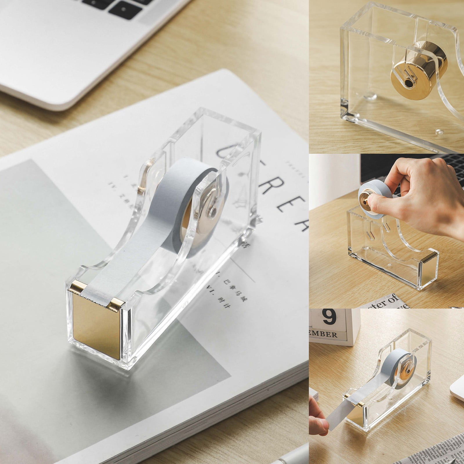 Horivan Tape Dispenser with Antiskid Base and Smooth Roller for Office Home Use, Cutter for Adhesive Tape up to 25mm Width, Efficient Desktop Tape Holder